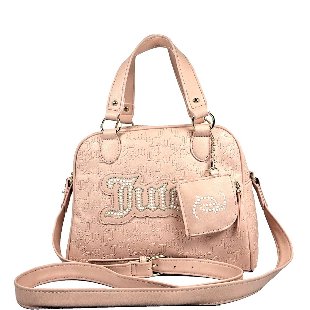 Juicy Couture Pink Diamond Satchel String of Pearls Embossed Dome Bag - Picture 1 of 10